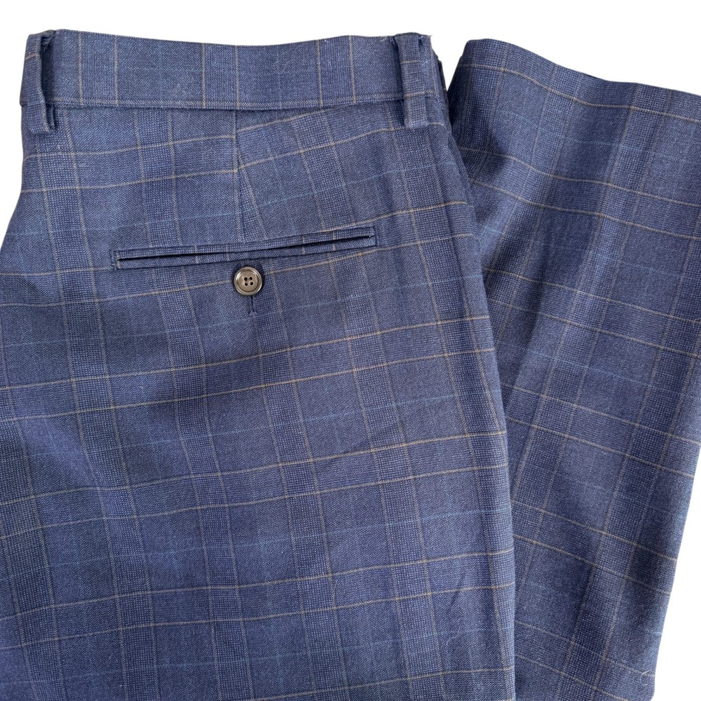 J.Crew Ludlow Dress Pants Mens 34x34‎ Blue Plaid Four Season Wool Slim Fit